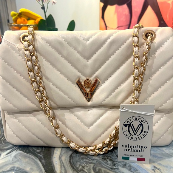 Valentino Orlandi Handbags - Valentino Orlando gorgeous Quilted Bag withV Lock and Trolly Pocket New with tag